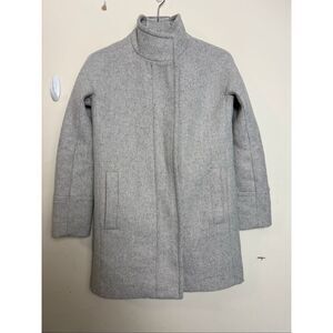 J.Crew AB945 City Coat Wool Blend Mid Length Lined Full Zip Coat Womens Size 00